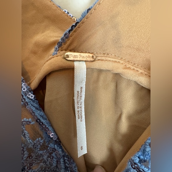 Free people night shimmers mini dress, sundown blue, size 6 - Picture 5 of 10